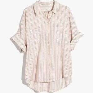 Madewell Courier button down with rainbow stitching XXS
